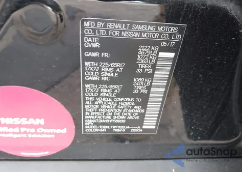 2017 Nissan Rogue Sv from USA, damaged, VIN KNMAT2MV8HP589119